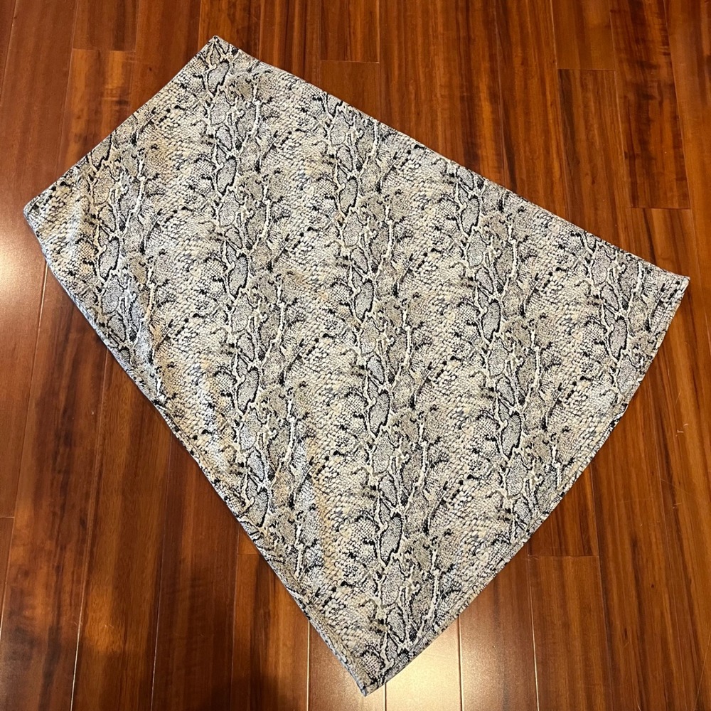Satin Midi Skirt Snakeskin Animal Print Rachel Zoe Grey Elastic Waist Sz 6 Small